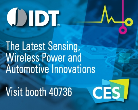 IDT, CES2017에서 최신 센싱·무선 충전·자동화 혁신제품 선보인다